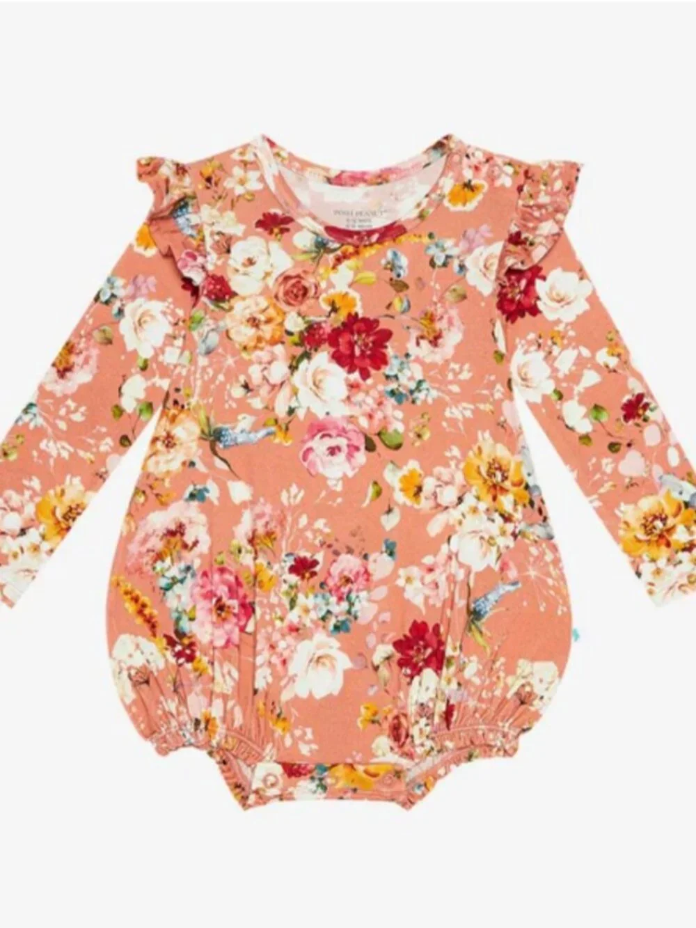 Posh Peanut Long Sleeve Ruffled Bubble Romper - Celia